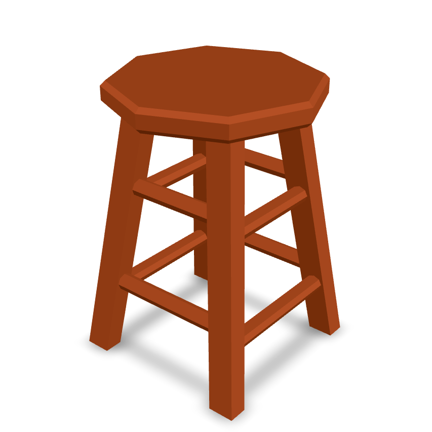 Simple Wooden Stool 3D Model