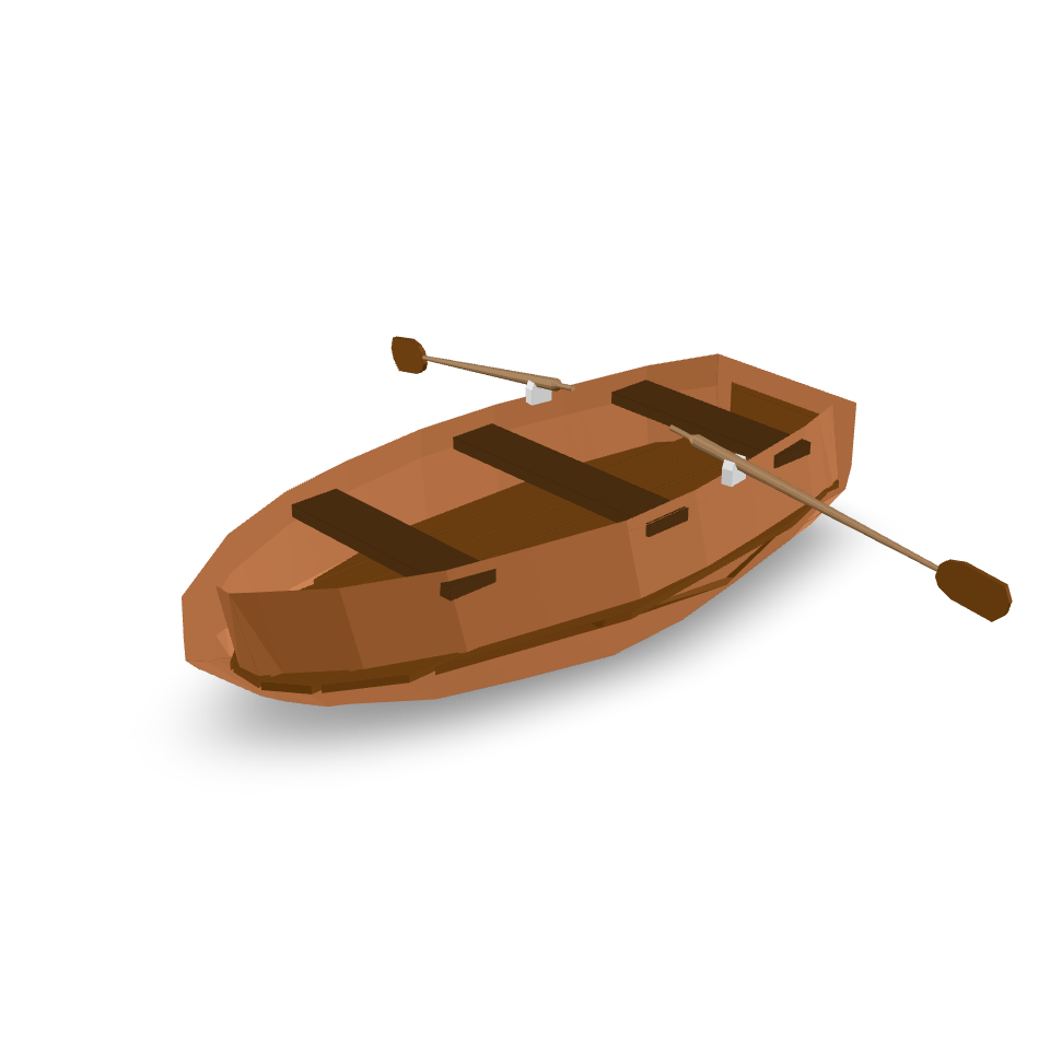 Simple Wooden Rowboat 3D Model