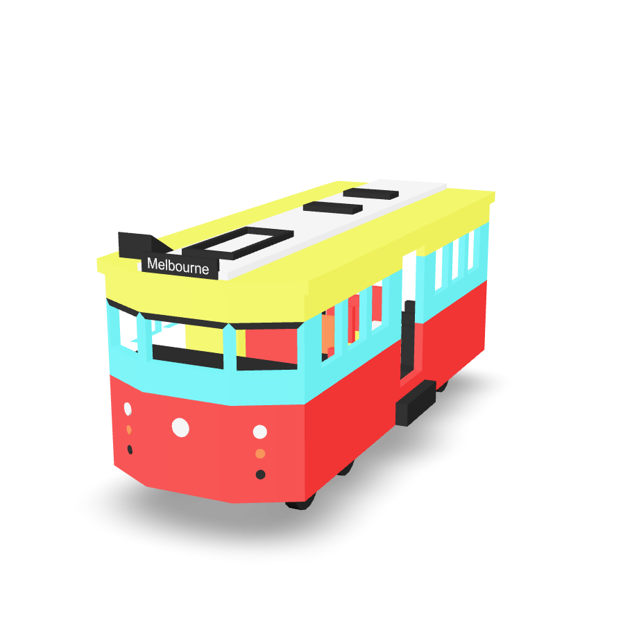 Melbourne Tram Lowpoly 3D Model