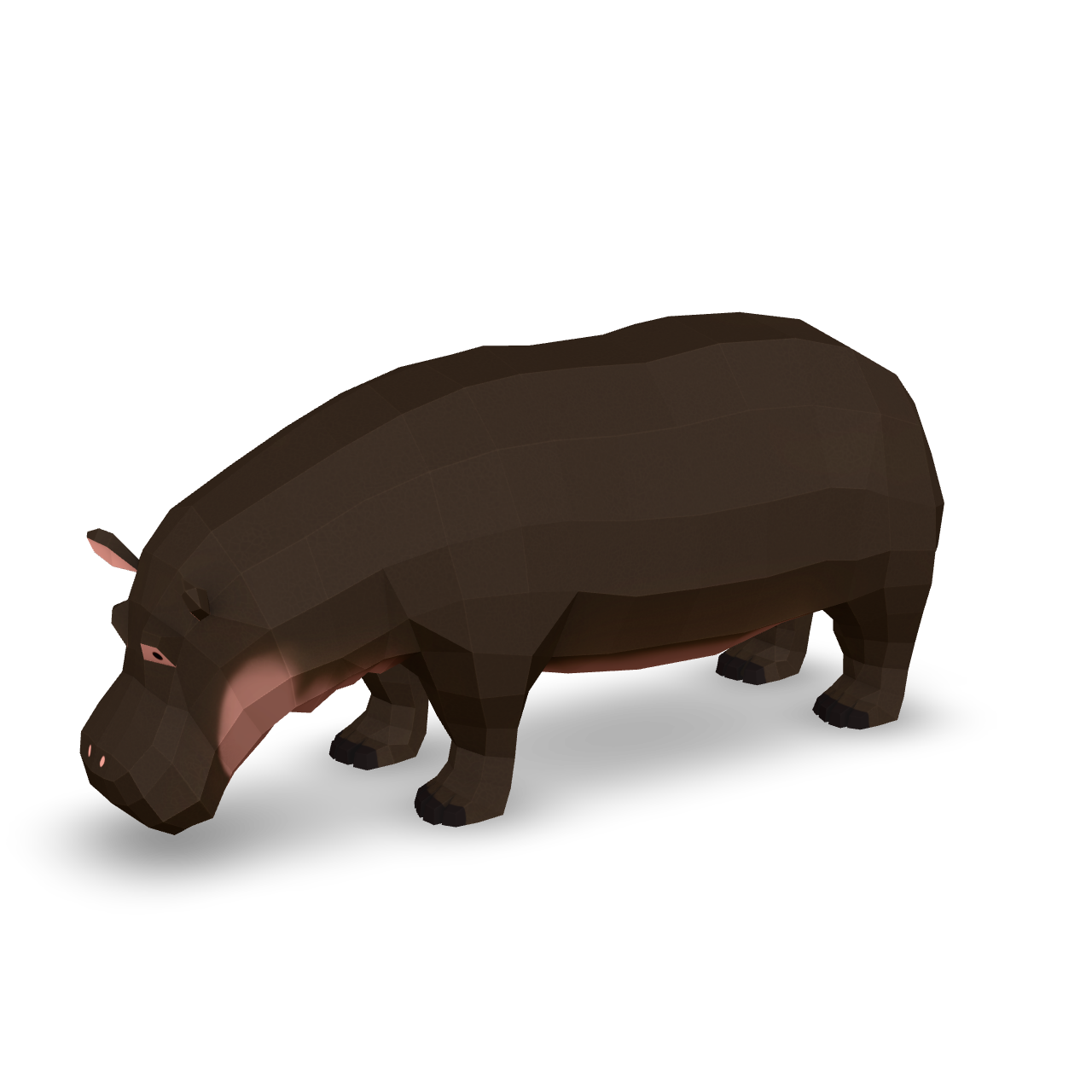 Low Poly Hippo 3D Model